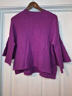 Zenana Purple Bell Sleeve Sweater Top Large